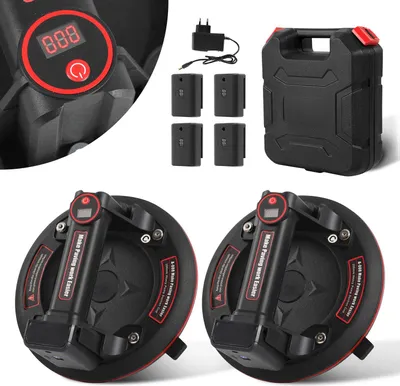 Immagine prodotto di Jayseuw 2x ventosa elettrica 8" ventosa di vetro sollevatore di vuoto con 4X 3000mAh batteria vuoto più forte per uso pesante