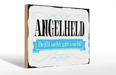 Produktbild von Holzschild Spruch 30x20cm Angelheld beißt nicht angeln