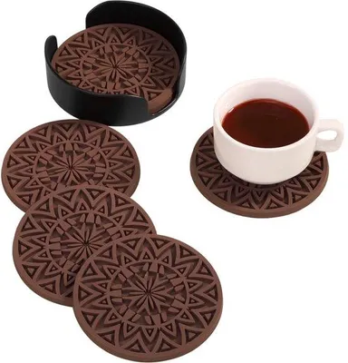 Image de Sous-verres antidérapants résistants à la chaleur, lot de 6, lavables au lave-vaisselle, pour verres et tasses