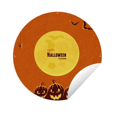 Obrázek produktu pro MuchoWow® Kulatý venkovní plakát - Ilustrace úplňku během Halloweenu - Ø 90 - Zahradní dekorace