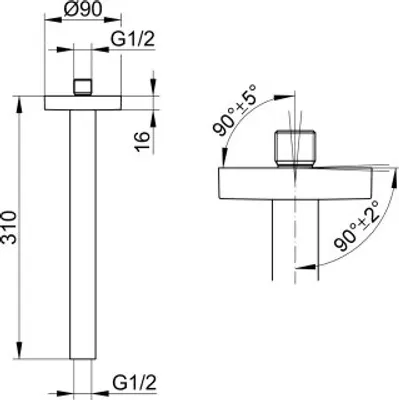 Produktbild von KEUCO 59089010301 Brausearm für Decke Edition 90 59089,
