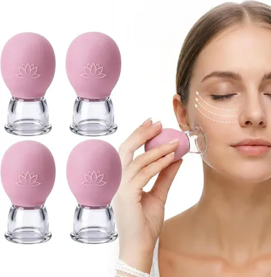 Zdjęcie produktu dla Zestaw 4 silikonowych kubków do masażu, wysokość 5 cm, średnica 3 cm, do terapii mięśni