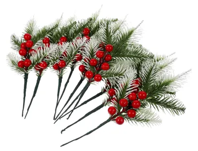 Produktbild von 10 Stück Künstliche Beerenzweige für Weihnachtsdekoration