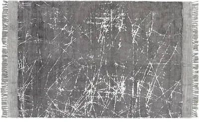 Produktbild von BELIANI Teppich Grau Viskose 140 x 200 cm Rechteckig Kurzflor mit Fransen Abstraktes Design Rechteckig Wohnzimmer Schlafzimmer Flur