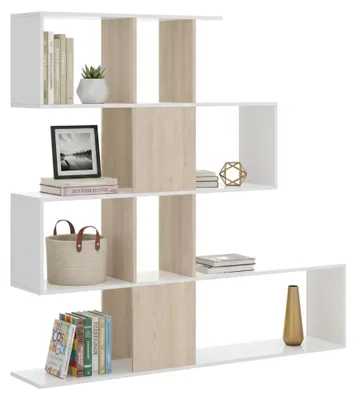 Produktbild von Bücherregal Moneglia,  145 x 29 x 145 cm,  Weiß und Eiche