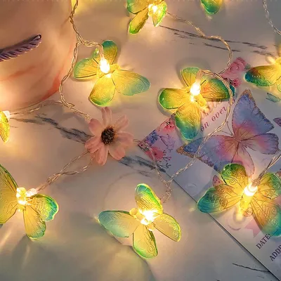 Schmetterlings-Lichterkette 3 m, 20 LEDs, warmweiß, batteriebetrieben