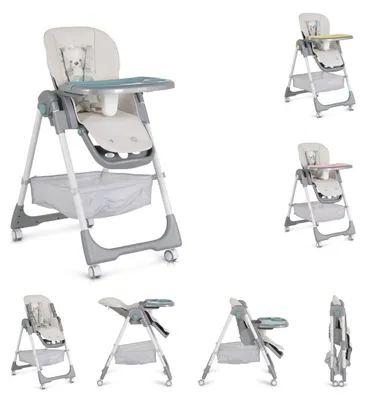 Produktbild von Moni Kinderhochstuhl Raffy klappbar 4 Räder, Rückenlehne verstellbar, Korb, Gurt