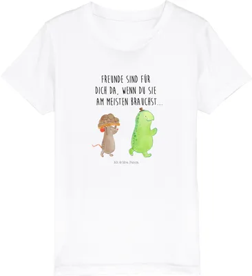 Produktbild von Mr. & Mrs. Panda Kleinkinder T-Shirt Schildkröte Maus 7-8 Jahre (122/128) - Weiß - Geschenk, Kinder-T-Shirt, Kindershirt, Freunde, Fröhlich, Kinder Shirt, Teenager