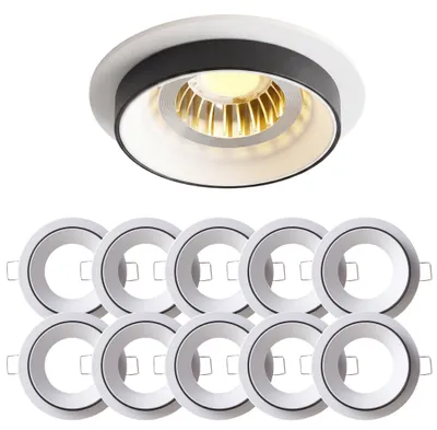 Produktbild von 10x Einbaurahmen Mattes Weiß 919W Ø65 mm für MR16 Leuchtmittel, rund, IP20, Alu-Druckguss