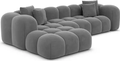 Produktbild von Samtstoff L-Form Sofa Valora Dunkelgrau Links