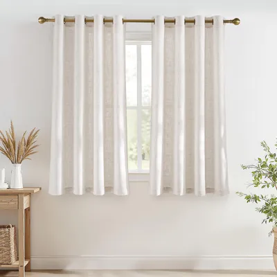 Leinenvorhang-Set 2er-Pack 140x137 cm halbtransparent beige