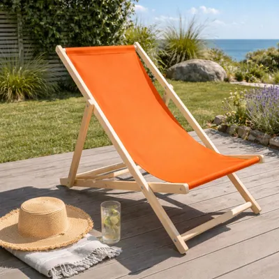 Produktbild von Liegestuhl Liege Stuhl Strand Strandliege Sonnenliege Gartenliege Klappstuhl Orange