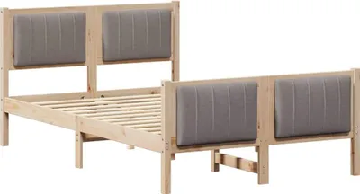 Zdjęcie produktu dla vidaXL Rama łóżka brązowo-szara 120 x 190 cm z litego drewna sosnowego