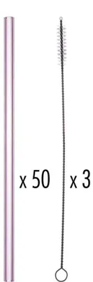 Immagine prodotto di Cannuccia rosa, dritta, lunghezza 20 cm, set da 50+3 pezzi - 1 pezzo