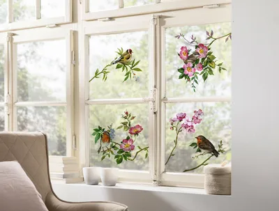 Produktbild von Komar Fenstersticker - Spring Fever - Größe: 31 x 31 cm (Breite x Höhe), Vögel