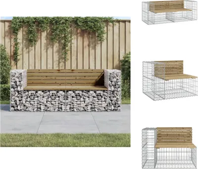 Obrázek produktu pro vidaXL Gabionová zahradní lavice 184x71x65,5 cm z impregnovaného borovicového dřeva - Zahradní lavice