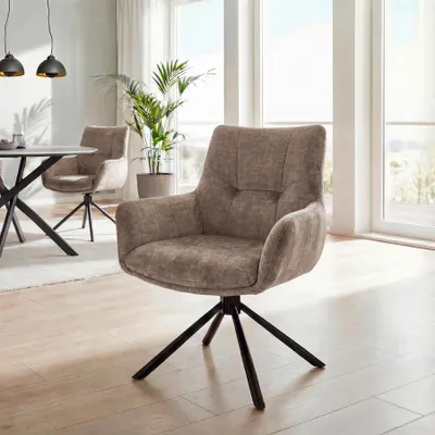 Produktbild von riess-ambiente Drehbarer Stuhl SIGNATURE taupe schwarz Samt Metall 360° Taschenfederkern Armlehnen