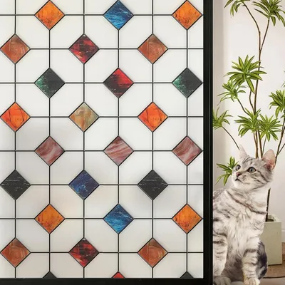 Obrázok produktu pre Fólia Raamfolie, ochranná fólia, farebná dekoratívna fólia s geometrickým vzorom, matná (matná, 44,5 x 200 cm)