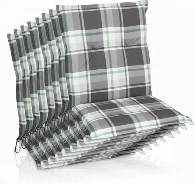 Produktbild von Beautissu 8er Set Sunny MK Niedriglehner Auflagen 100x50 cm in Mintgrün Kariert