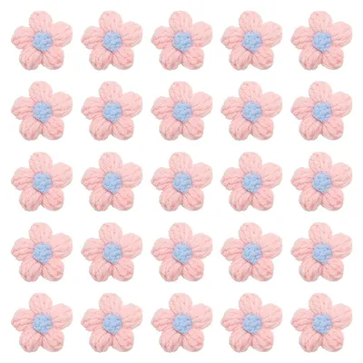 Häkelblumen 50 Stück Applikationen Kirschrosa/Wasserblau