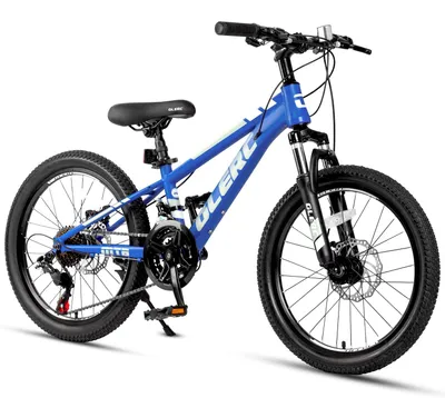 Kinder-Mountainbike 20 Zoll, 21-Gang, Federung, Scheibenbremsen, Marineblau