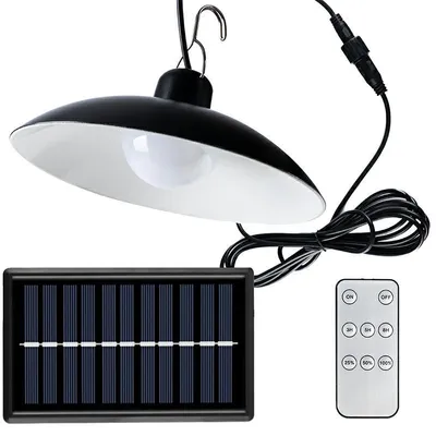 Zdjęcie produktu dla GOTEL LED solarna lampa wisząca do ogrodu, z pilotem, IP44, czarna – GOTQ30E