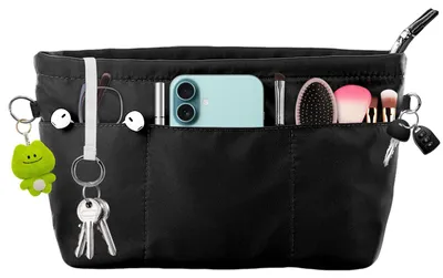 Imagen del producto de Organizador de nylon, impermeable, con cremallera y portachaves, multifuncional, ideal para la escuela y