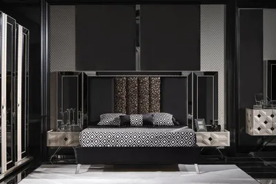 Produktbild von Design Komplett Möbel Moderne Schlafzimmer Bett 2x Nachttische Hochwertig