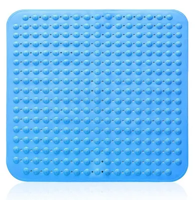 Productafbeelding van Antislip douchemat, 48x48 cm, marineblauw, PVC, met massagesnopjes en zuignappen