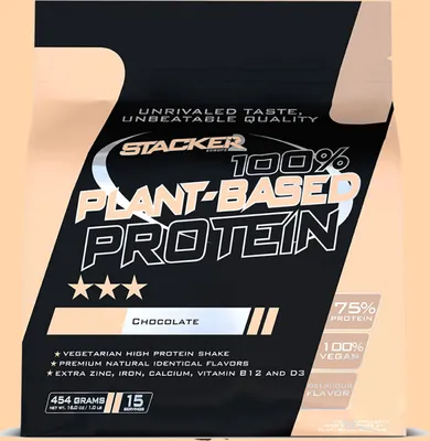 Produktbild von Stacker2 100% Plant-Based Protein (454g) Chocolate - Eiweiße - Veganes Eiweiß