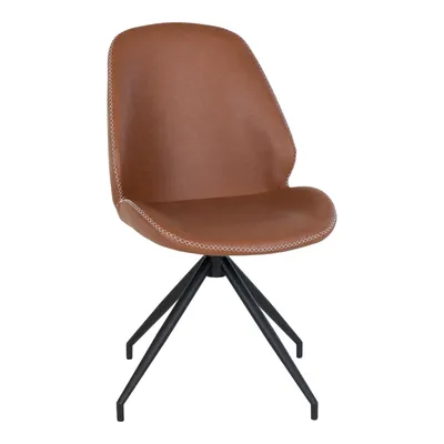 Image de MonteCarlo chaise de salle à manger pied pivotant simili cuirPolyuréthanemarron.