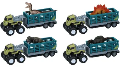 Produktbild von Spielzeug Truck mit Anhänger und Dino - buntes Kinderspielzeug 26x9x9cm