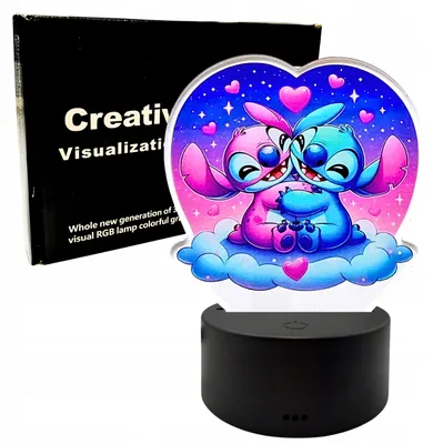 Immagine prodotto di Lampada da notte Stich e Angel Lilo da scrivania per bambini 3D LED Regalo + Telecomando