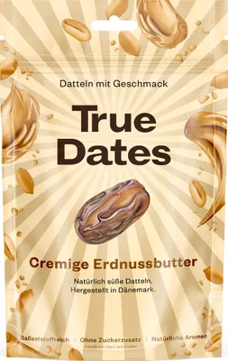 Produktbild von True Dates Datteln Peanut Butter natürlich süße weiche Datteln 100g