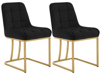 Obrázek produktu pro Sada dvou sametových jídelních židlí – Ergonomické křeslo s kovovým rámem