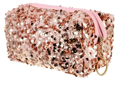 Produktbild von Kosmetiktasche mit Pailletten in Rosa – Große Kapazität und tragbar