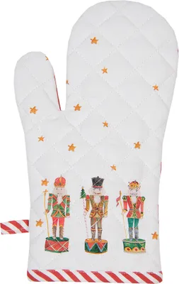 Produktbild von Clayre & Eef Ofenhandschuh 18x30 cm Weiß Rot Baumwolle Nussknacker