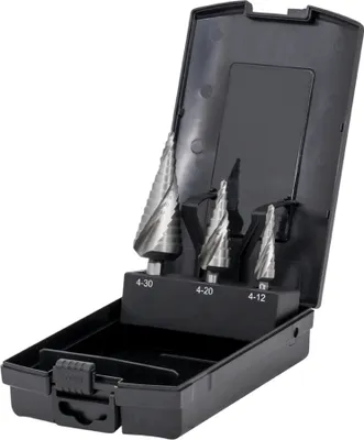 Produktbild von STIER Stufenbohrer Satz HSS-Co 3-tlg. in Kassette 4-12, 4-20, 4-30mm, Metallbohrer, Bohrerset
