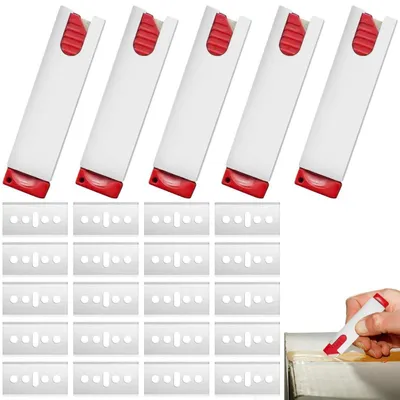 Obrázok produktu pre 5 kusov mini bezpečnostných nožov s 20 náhradnými čepeľami, s automatickým zasúvaním čepele