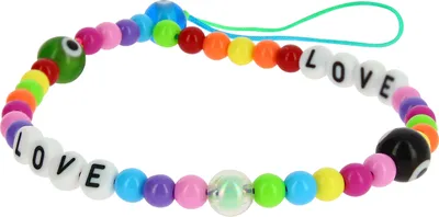 Image de Avizar, joli porte-clés en forme de bijou, bracelet "Love" avec perles, multicolore