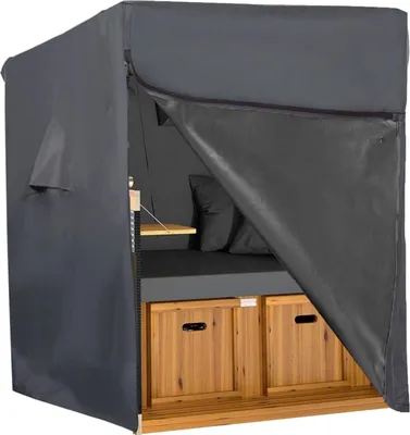 Produktbild von Liszton GmbH Strandkorbabdeckung, PVC Beschichtung, Grau, 128 x 105 x 165/140 cm, wasserdicht, winterfest, stabil