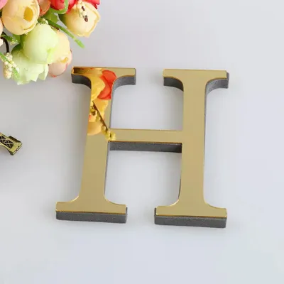 Image de Autocollant mural 3D lettre or miroir 150 mm, lettre H
