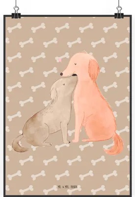 Produktbild von Mr. & Mrs. Panda Bild Hunde Liebe DIN A1 - Hundeglück - Geschenk, Herz, Plakat, kunstdruck poster, Vertrauen, wanddeko, Wandbild, drucke, Sprüche, Hund