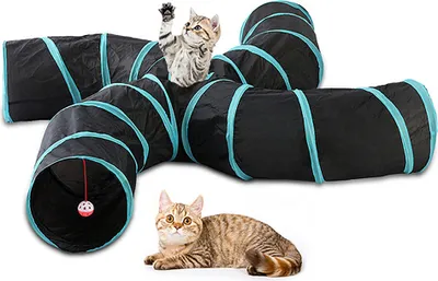Produktbild von Katzentunnel 4-Wege-Haustier-Spieltunnel Faltbares Tunnelspielzeug fuer Katzen, Hunde, Kaninchen, Haustiere