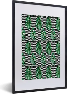 Produktbild von MuchoWow® MuchoWow® Gerahmtes Poster Weinlese - Monstera - Farne 40x60 cm - Poster mit zchwarzem Bilderrahmen - Poster in Rahmen