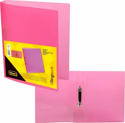 Produktbild von Idena Ringbuch A4 2 Ringe PP, transluzent pink, - Rückenbreite 35mm
