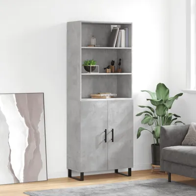Immagine prodotto di vidaXL Credenza grigio cemento 69,5x34x180 cm materiale a base di legno