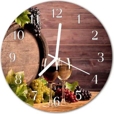 Produktbild von Glasuhr Wanduhr Küchenuhr Echt-Glas 30fi cm Trauben grün