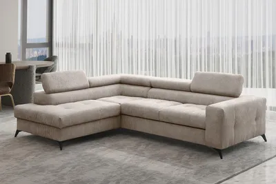 Produktbild von Kaiser Möbel Ecksofa mit schlaffunktion und bettkasten, Sofa L-form, Couch L-form Arcadi Dicker Cord Beige Links