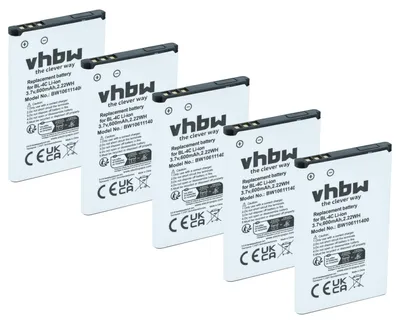 Produktbild von vhbw 5x Akku Ersatz für Blu N4C820T, N4C600T für Handy Smartphone Telefon (600 mAh, 3,7 V, Li-Ion)